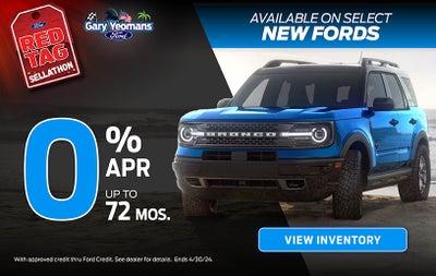 On Select New Fords 0% APR